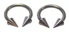 Two 12g 1/2 horseshoe 5x7mm Spike Ear Helix Nose Ring 316L Surgical Steel Sexy