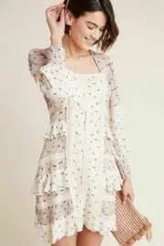 Anthropologie Astor Ruffled New Dress Seen Worn Kept size S NWT