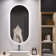 Frameless Oval LED Mirror 100x50cm HD Backlit Dimmable Defogger Touch Sensor