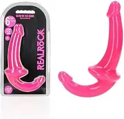 Realrock Slim Glow in the Dark Strapless Strap-On Dildo, 6-Inch Length, Neon Pink