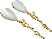 [Elegance] Golden Vine Salad Server Set, 12-Inch, Silver/Gold