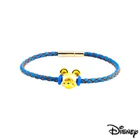 在飛比找PChome24h購物優惠-Disney迪士尼金飾 夢想米奇黃金皮繩手鍊-海水藍