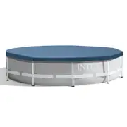 Intex 10ft Frame Round Cover Protector 6P w/ Rope Tie for Swimming Pool Blue
