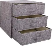 RIHUD Fabric Stroage Box with Lid Foldable Drawer Dividers Organiser Wardrobe Organiser Drawer Inserts Underwear Storage Boxes Cabinet for Socks, Bras, Ties (Grey, C)
