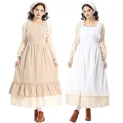 19th Century 1800s Old West Prairie Dress Pioneer Women's Halloween Carnival World Book Day School Event Dress Up Historical reenactment Adults Dress Apron Hea