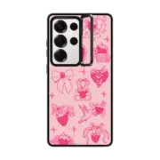 Galaxy S25 Ultra Impact Ring Stand Case Strawberry Tattoo Flash