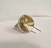 Sterling Silver Genuine Brecciated Mookaite 925 Ring Size 7.5 - Natural Stone