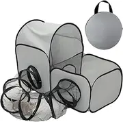 Outdoor Cat Enclosure,Foldable Small Animal Playpen Tunnel,Breathable Cat Playground Tent with Storage Bag for Kitty,Rabbit,Small Animals (A, Large)
