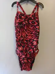 Speedo Women's Pro-LT Fractal Bloom Flyback Swimsuit Size 26 Speedo Red