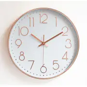 12'' Rose Gold Wall Clock Non Ticking Glow Silent Wall Clock Battery Operated Quartz Round for Indoor Outdoor Living Room Bedroom Kitchen Home Decor