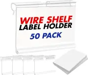 50 Pack Reusable Plastic Wire Shelf Label Holder, for Pantry Retail Merchandise