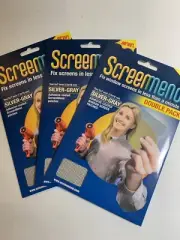 Screen Mend Fix Window Screens in a Minute w/ Hair Dryer Silver 3 Pkgs = 6 Pcs