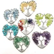 Love Tree of Life Pendant Gemstone Chips Silver Wire Wrapped Dream Tierracast