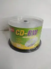 CD-RW Rewritable Discs 700MB 80min 4x Speed Spindle Silver 50 Pack NEW Staples