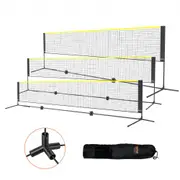 VEVOR Badminton Net, Height Adjustable Volleyball Net, 17ft Wide Foldable Pickleball Net, Portable Easy Setup Tennis Net Set with Poles, Stand and Car