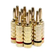 5 Pairs Gold Plated Speaker Banana Plugs Closed Screw Type For Speaker Wire