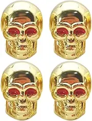 4pcs Skull Tire Valve Caps - Antirust Copper Air Covers, Skull Wheel Caps | Stem Cap Set With Long Lasting Material, Custom Motorcycle Valve Caps With Unique Style For Car Trucks And Bicycles