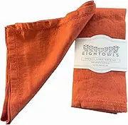 Linen Napkins –100% French Flax – Hemstitch Stonewashed Pure Linen Cloth Napkins - Size 50cm x 50cm – Set of 4 (Sunset Orange)
