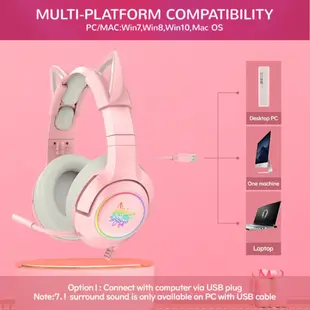 Onikuma K9 遊戲耳機適用於電腦 PC 遊戲有線耳機 Led 高清低音 USB 遊戲耳機適用於 K9 Xbox