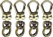uxcell 4 Pcs Metal Keychain Clip Swivel Lobster Claw Clasp Quick Release Key Ring Detachable Double Opening Snap Hooks for Jewelry Making Crafts Backpack Bag Lanyard, Bronze Tone