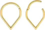 [365 Sleepers] Titanium Implant Grade 16G 8mm 10mm Tear Drop Hinged Segment Ring Helix Tragus Septum Clicker Nose Hoop Earring Body Piercing Jewellery