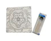 Crayola Mandala Canvas and Paint Brushes Blank Mandala Wooden Paint Brushes OW