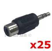 25 Pack - RCA Female Jack to 3.5mm 1/8" Stereo Male Plug Audio Adapter Headphone