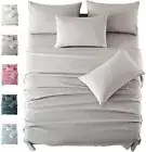 Ultra Soft Deep Fitted Sheet Set Pillowcases Single/Double/Queen/King Bed 1500TC