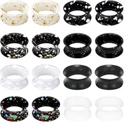 [Jenxnjsjo] Gauges for Ears 14G-00G Plugs Tunnels Taper Ear Stretching Kit Multicolor Surgical Steel Flexible Bioflex Plastic Gauge Gage Starter Stretchers Expander Kits Plug Earrings Set for Women Men