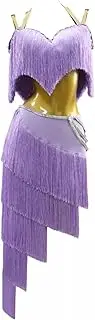 [JRUIA] Tassel Latin Performance Costumes for Women Tango Dancewear Salsa Dacning Dress Cha Cha Asymmetric Hem Dance Skirt