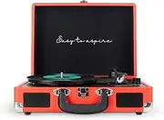 [Prixton] VC400 Vintage Vinyl Turntable | Vinyl Player & Converter via Bluetooth & USB | 2 Built-in Speakers (Red)