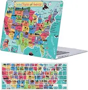 Laptop Hard Case Compatible with MacBook Air 13 inch Case 2017 2016 2015 2014 2013 2012 2011 2010 Release Model A1466 A1369, Plastic Hard Shell Case Cover & Keyboard Cover Skin, Colorful Map