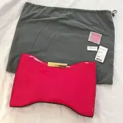 Alexander Mcqueen Patent Leather Hot Pink Clutch Purse With Tags & Garment Bag