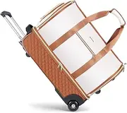 [Lekeinchi] Rolling Garment Bag for Travel - Convertible Duffel Bag with Wheels & Shoes Compartment, Carry on Suit Luggage Bag, Beige, Carry on Luggage