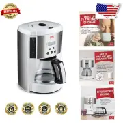 Fully Automatic Drip Coffee Machine - 10 Cups, White Finish with Timer & Filters