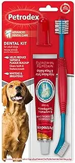 Dental Care Kit for Dogs and Puppies, Cleans Teeth and Fights Bad Breath, Reduces Plaque and Tartar Formation, Enzymatic Tooth Brushing Kit, Poultry Flavor, 2.5oz Toothpaste + Toothbrush