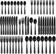 48-Piece Matte Black Silverware Set Stainless Steel Tableware Cutlery Set