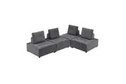 Foret 4pc Armless Seat Modular Extension Lounge Couch Velvet Fabrics Sofa Dark Grey