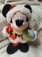 1999 World Traveler Mickey Mouse Santa w/ globe WDW bean bag mbbp Christmas ltd