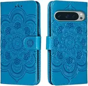 shingtomua for Google Pixel 9 Pro XL 6.8" Case Wallet with Card Holder Kickstand Magnetic Soft Leather Flip Fold Case for Google Pixel 9 Pro XL Cover (Blue)