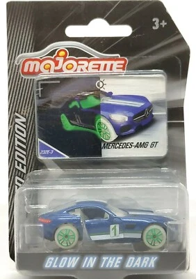 Majorette Mercedes Benz AMG GT no.1 Blue GITD 1:60 (3 inches) Package with Card