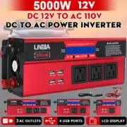 5000W Car Power Inverter DC 12/24V To AC 110 RV Solar Converter with 4USB 3AC