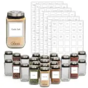 Adjustable Square Glass Spice Jars (Set of 24) w Preprinted Labels- 240