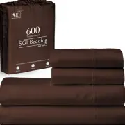 SGI bedding 600 Thread Count 4 Piece 100% Egyptian Cotton Queen Size Sheets S...