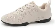 Anna Kern Suny Damen Dance Sneakers 180 Bold - Knit Beige - Normalweite - 1 cm Sneaker Absatz - Geteilte PU Sohle