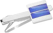 [WHIMSIMART] Tie bar Cufflinks necktie clip for tie pin for men's gift Blue tie bars cufflinks tie clip (Color : 2)