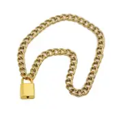 Gold Square Padlock Sid Vicious Style Pendant Punk Goth Thrash Metal Style