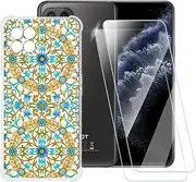 ESACMOT Kaleidoscope Pattern Case Compatible with Cubot C30 + [2 Pack] Screen Protector Tempered Glass, Shockproof Case Cover for Cubot C30 (6.4 inch)