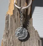Lead Free Pewter Aquarius Zodiac Sign Keychain key ring Hand Made in USA NEW