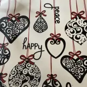 NWT Brighton Love Notes Tote Bag White Canvas with Black & Red Ornaments Images